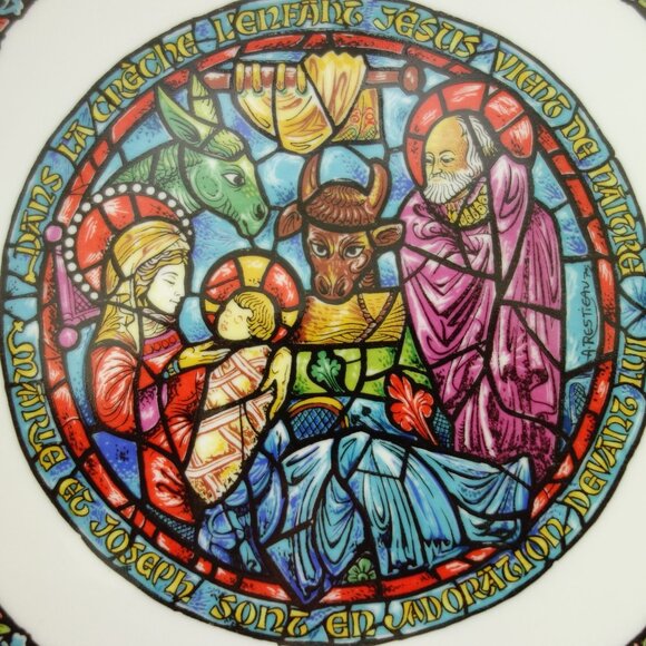 Vintage 1977 Henri DArceau & Fils Limoges Noel Vitrail Collectors Plate w/ COA - Picture 2 of 10